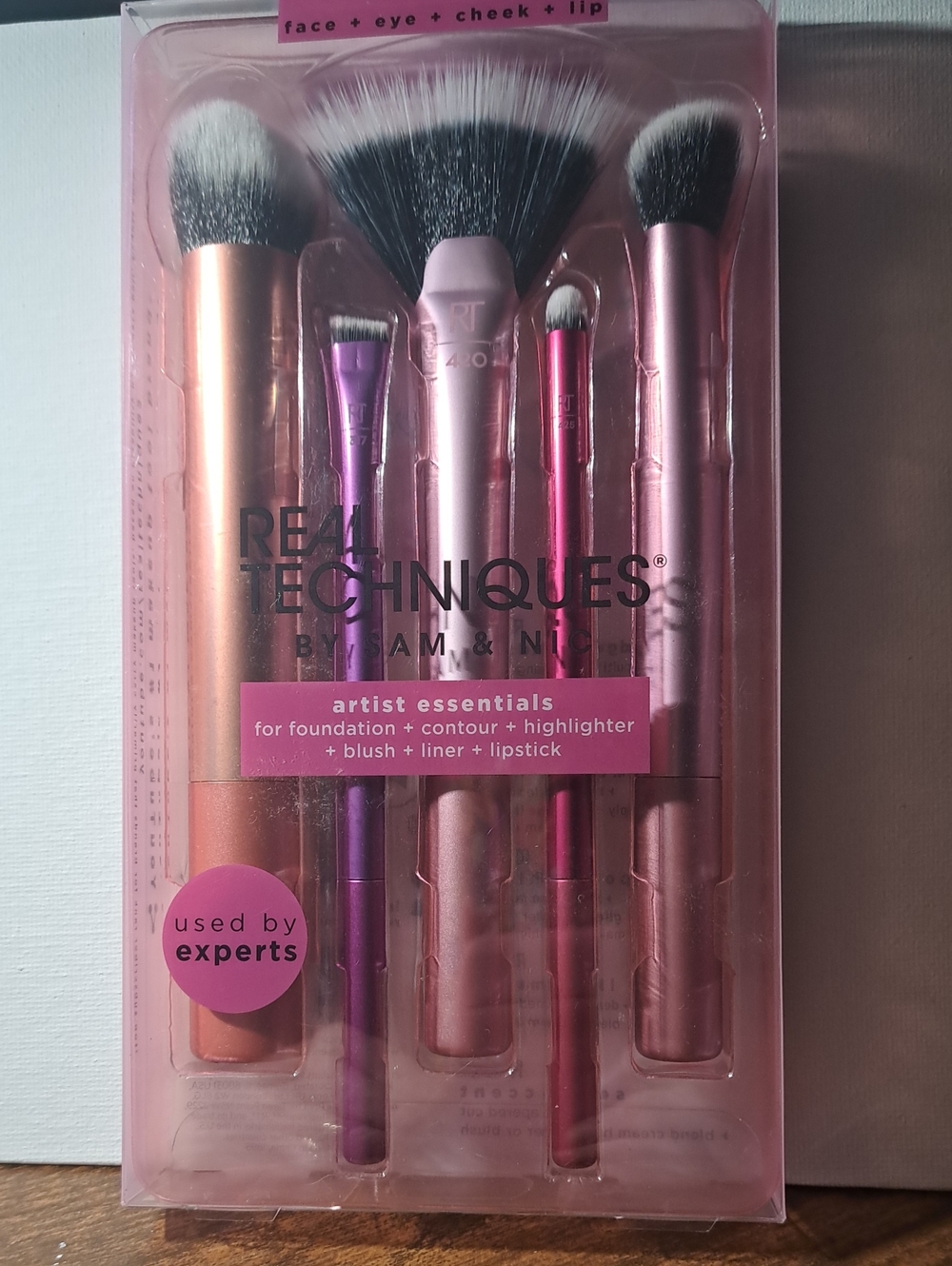 Real Techniques 5-Piece Brush Set - Pink, Rose & Purple Handles